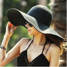 Big Summer Beach Sun Ladies Floppy Cap Casual Mujers Straw Hat Folding Wide Brim  eb-05863345